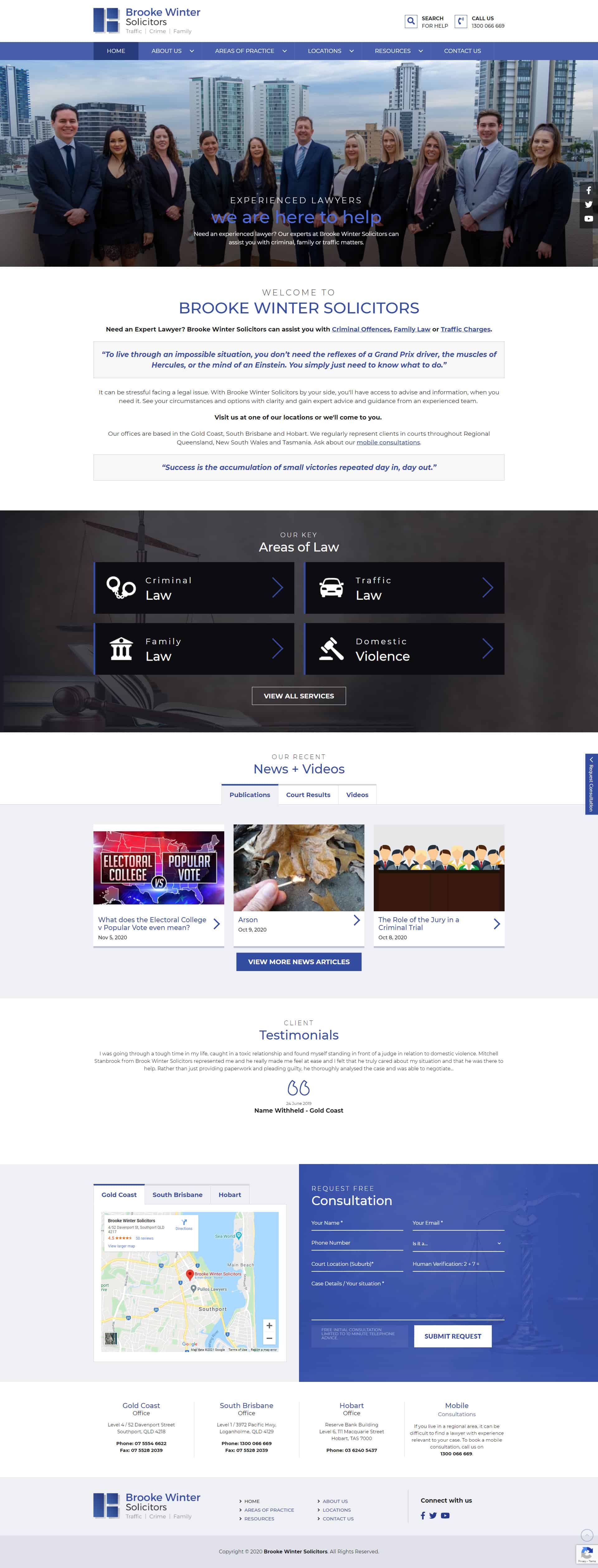 Brooke Winter Solicitors home page website screenshot